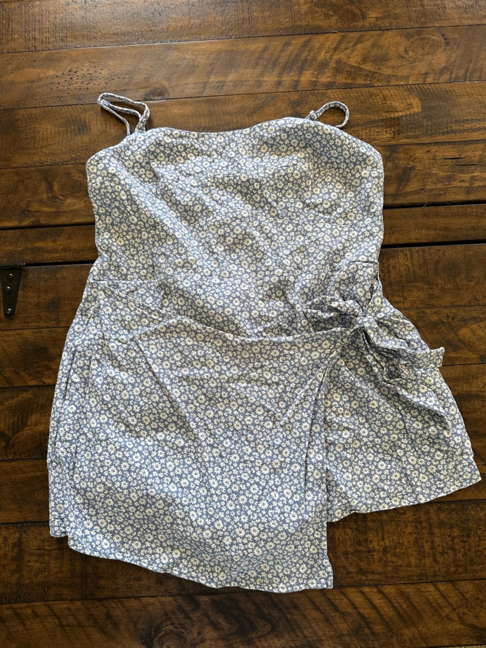 Trixxi Light Blue Floral Romper with Tie Detail
